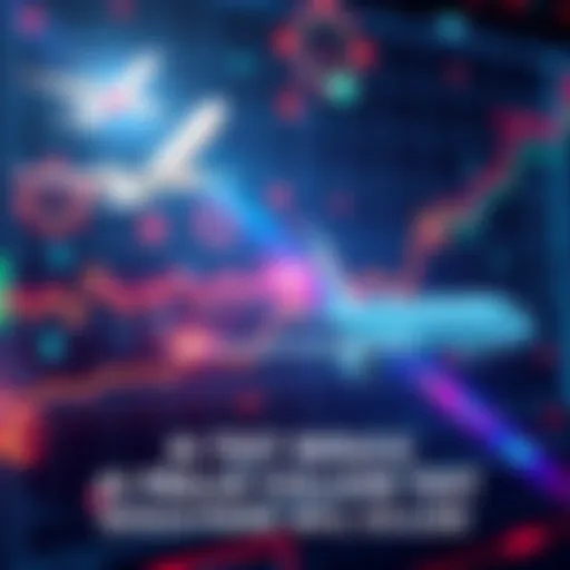 A digital display showing an AI prediction of potential plane collisions with graphs and planes in flight.