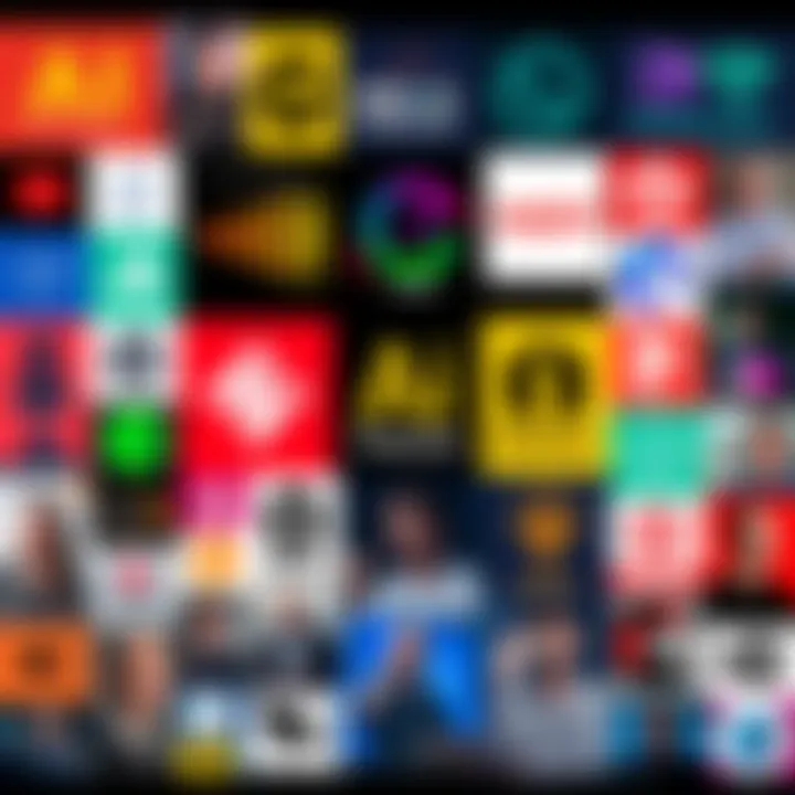 Collage of various AI podcast logos and hosts discussing technology
