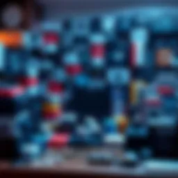 A cluttered desk filled with various AI product boxes and devices, symbolizing the overwhelming number of options in the AI market.