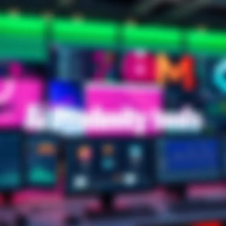 A collage of various AI tools like ChatGPT, Veo 3, and Fathom displayed on computer screens, showcasing their interface and capabilities for productivity.