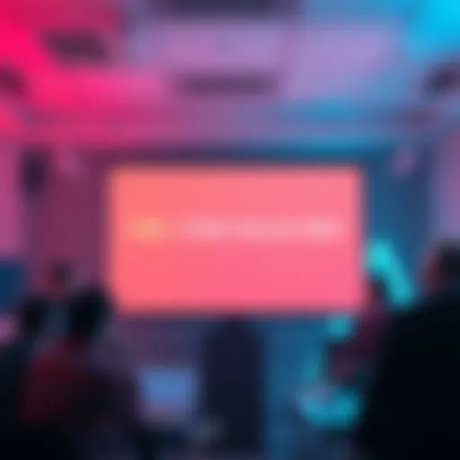 A digital projector displaying an error message about Pulse AI's failure, surrounded by confused people in an office setting.