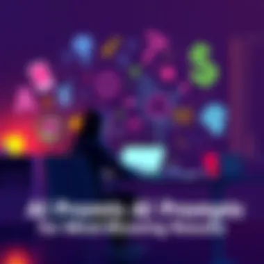 A person sitting at a desk with a laptop, brainstorming unique prompts for interacting with AI, surrounded by colorful ideas and notes.