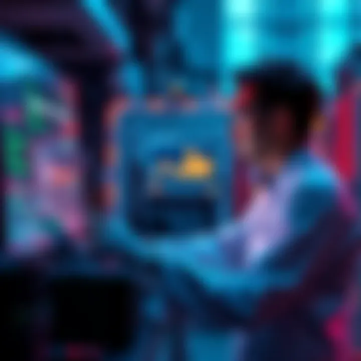 A scientist working on an IBM quantum computer while analyzing AI model results on a screen
