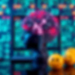 A computer with a digital brain showcasing complex math equations and smiling emojis, symbolizing AI's problem-solving ability and humor in conversations.