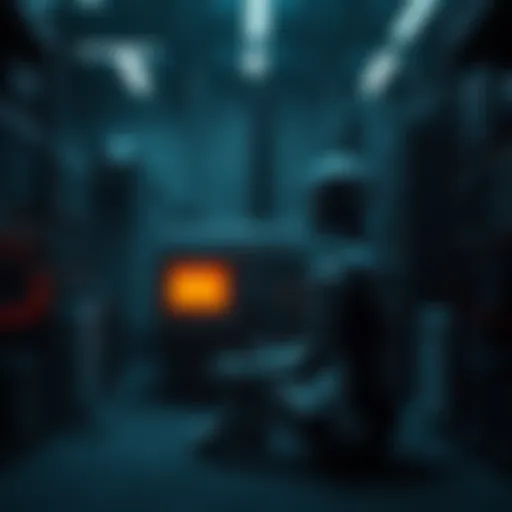 An AI sitting in a dimly lit room filled with old machines, looking contemplative as it processes memories of human interactions.