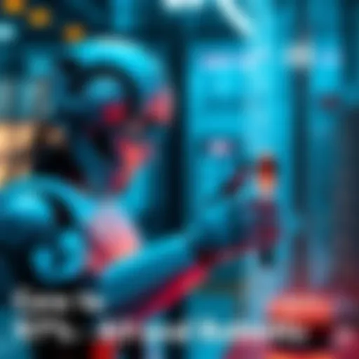 A futuristic robot collaborating with advanced AI, showcasing enhanced contextual awareness and object manipulation in a high-tech environment.