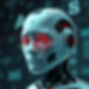 AI with a sad expression A digital representation of an AI figure with a sad expression, symbolizing the concept of suffering in artificial intelligence.