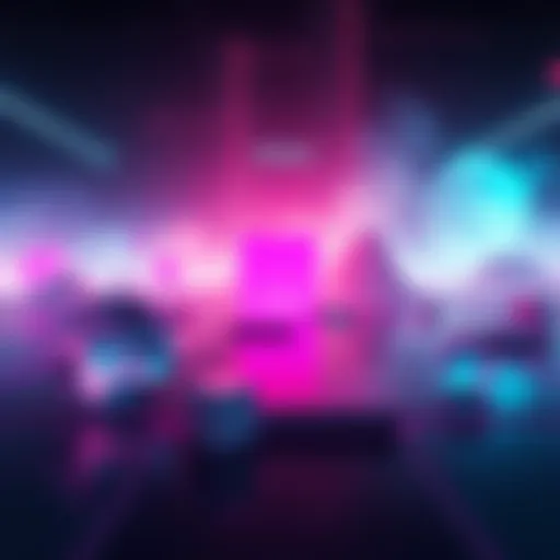 Illustration of an AI system engaged in self-play without data input, showcasing a digital landscape of abstract shapes representing reinforcement learning.