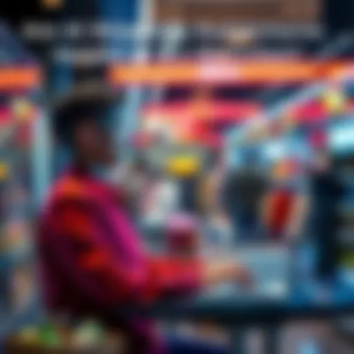 A person shopping online with AI assistance on a laptop, looking thoughtful