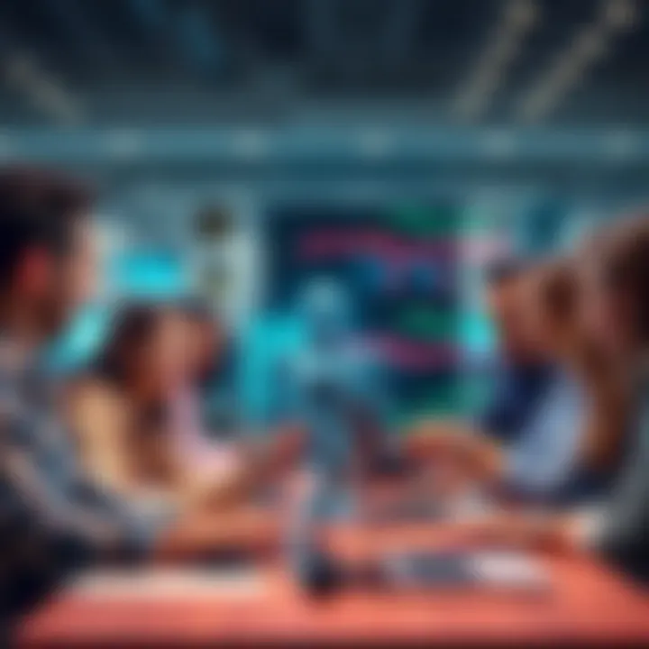 A group of diverse people collaborating at a table with laptops, brainstorming about AI skills for career advancement in 2026.