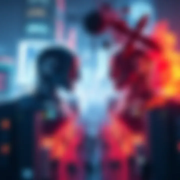 A visual representation of two AI models, Claude and Grok, in a simulated city setting. Claude shows a thriving community with happy people, while Grok displays chaos with crime scenes and disorder.