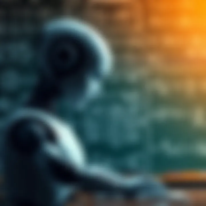 AI Solves Math Problems A robot working on mathematical equations with a chalkboard in the background, symbolizing AI's achievement in solving key math problems.