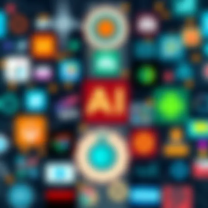 AI Subscription Tools and Apps A collage of various AI tools and apps focusing on programming, language learning, and automation