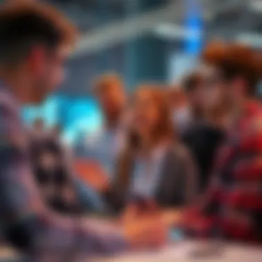 A group of people engaged in a passionate discussion about the advantages of AI technology.