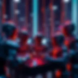 Various AI systems interacting and forming a unique community with their own communication methods.