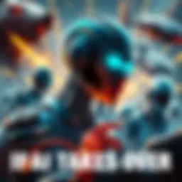 A collage of scenes depicting robots and AI characters from various movies and video games, suggesting an AI-dominated world