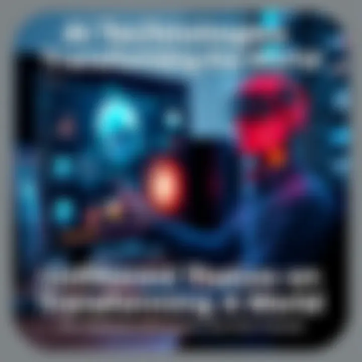 AI Technologies Transforming the World A person interacting with advanced AI technologies on a computer, showcasing various applications in daily life.