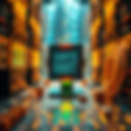 A visual representation of data processing and computing power used in AI technology.