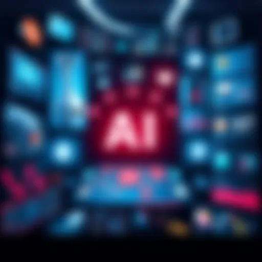 A collage showing various AI applications like smart home devices, robots, and data analysis on screens, illustrating AI's presence in everyday activities.