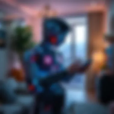 A person interacting with an AI-driven device in a modern home setting, showcasing the integration of technology in everyday activities.
