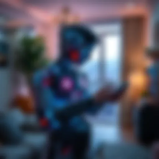 A person interacting with an AI-driven device in a modern home setting, showcasing the integration of technology in everyday activities.