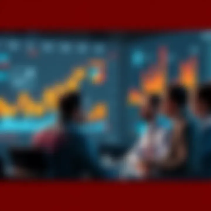 A group of experts discussing the future of artificial intelligence and its market potential, with charts and graphs in the background.