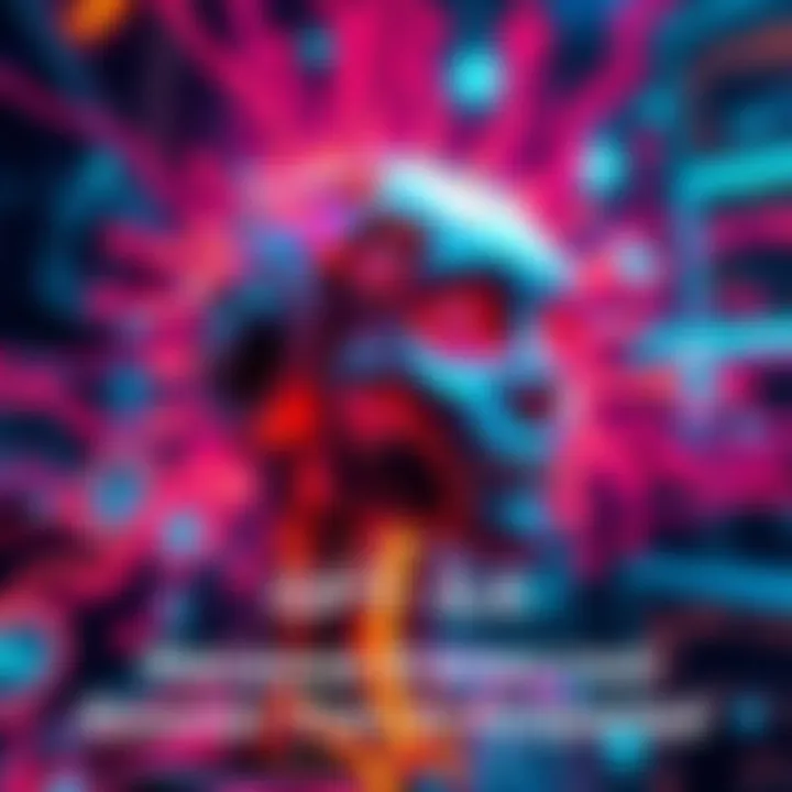 Graphic showing a futuristic representation of AI technology with vibrant colors and digital elements