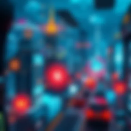 A futuristic cityscape with advanced technology and AI elements visible, showcasing innovation and progress in various industries.
