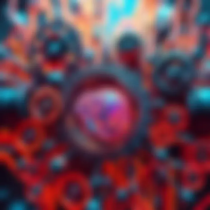 A futuristic representation of artificial intelligence with gears and circuits, symbolizing AI's advancement and its influence on society.