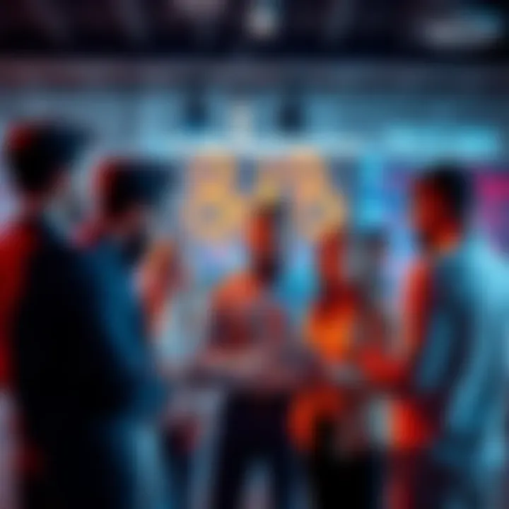 A diverse group of people discussing the positive effects of AI technology in a modern setting.