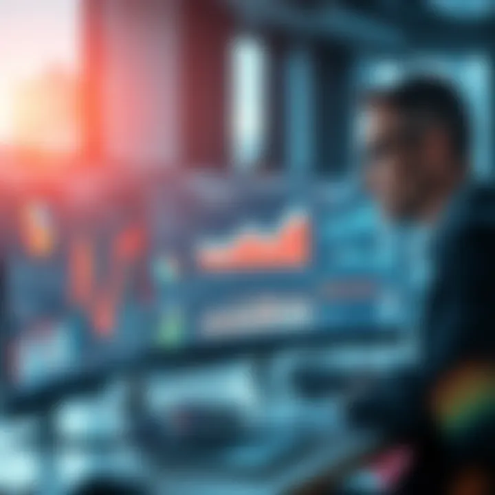A businessperson analyzing data and charts on a computer screen, simulating AI testing for business ideas to identify flaws.