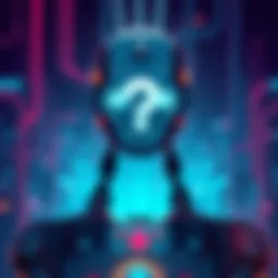 An illustration showing a robot with a question mark, symbolizing the debate over AI and theft.