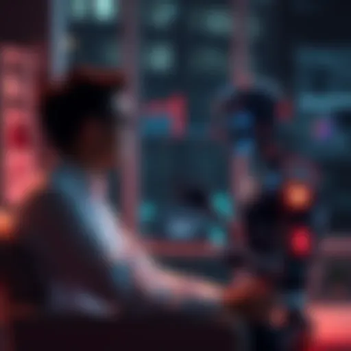A person engaging in a therapy session with an AI system, showing cooperation and communication for mental wellness.
