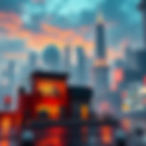 A visual representation of startups competing with large companies in the AI token market, showcasing small businesses against a backdrop of giant corporations