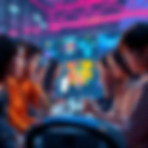 People using AI tools for art creation Group of individuals creating digital art using AI tools like Picrew and Gatcha Life