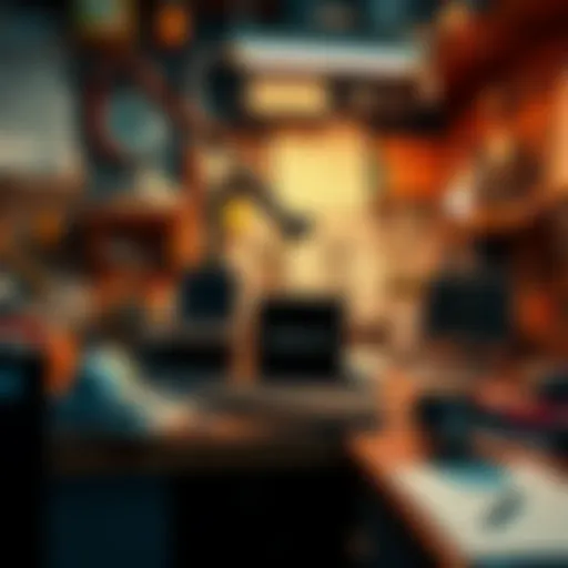 A workbench cluttered with various AI tools and applications, showing some tools marked as inactive or shut down, illustrating the impact on workflows.