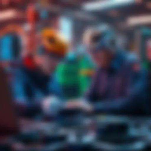Engineers using AI tools to automate coding tasks on a laptop