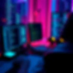 A person using a computer with UE5 Blueprints on the screen, surrounded by AI tools and coding elements