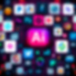 A collage of various AI tools for creating videos and images, showcasing their logos and features.
