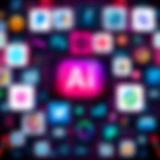 A collage of various AI tools for creating videos and images, showcasing their logos and features.