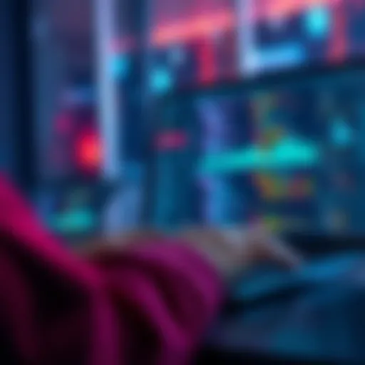 A person using a laptop with AI programming tools on the screen, showing charts and code snippets, symbolizing the future of software development.