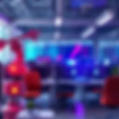 A comparison of AI workflow tools and traditional automation systems in an office setting, showcasing different technologies working together.