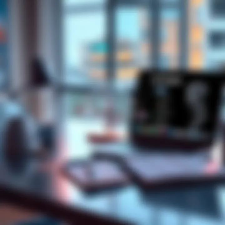 Five essential AI tools displayed on a desk, including a laptop, notebook, and design elements, symbolizing productivity and balance in work and personal life.