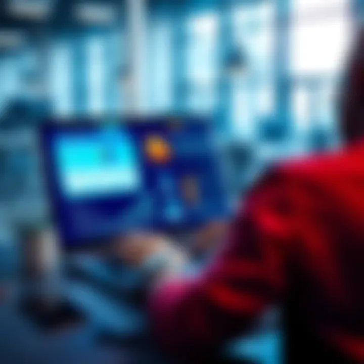 A person working on a laptop with various AI tools displayed on the screen, showcasing productivity enhancements in a modern office setting.