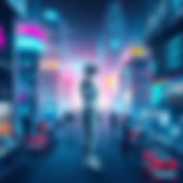 A futuristic cityscape showing robots and people working together in various industries, highlighting AI's impact on the economy.
