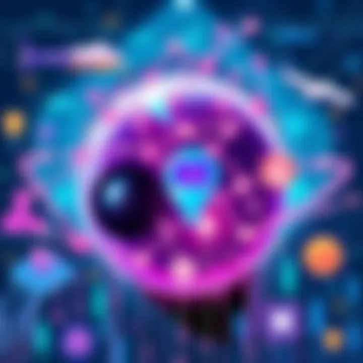 AI Transforming Industries An illustration showing AI technology impacting different industries like healthcare, finance, and education.