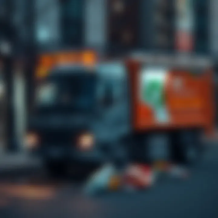 An AI-enabled trash truck scans garbage while parked on a street, providing real-time feedback about recycling habits.