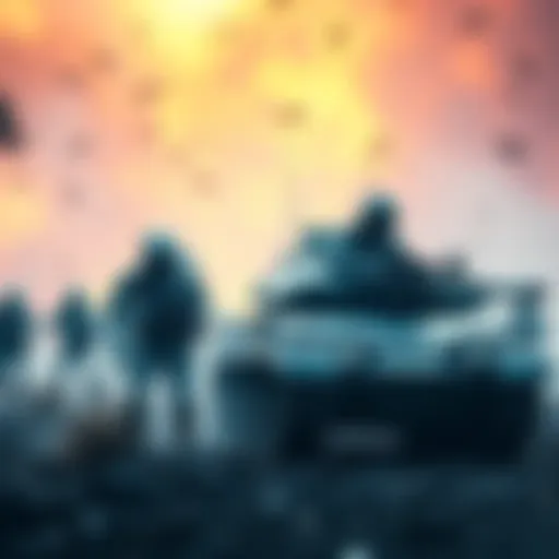 AI infantry and tank shield soldiers working together in a tactical formation on the battlefield.