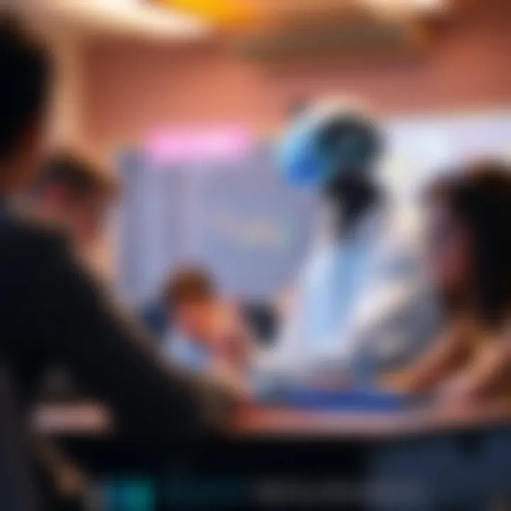 An AI tutor engaging with students in a classroom, demonstrating interactive learning in physics.