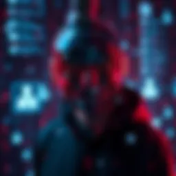 A visual representation of artificial intelligence tools analyzing social media profiles to reveal anonymous identities, with data streams and user icons in the background.